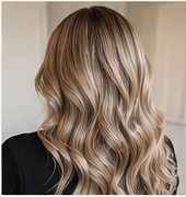 Blonde highlighted hairstyle